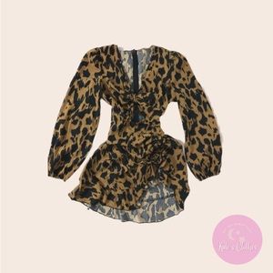 Short Brick Dress With Black Dots V-cut (COMPLETELY NEW)